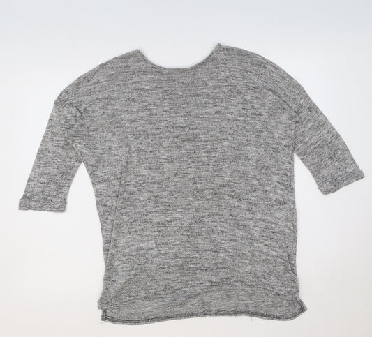 New Look Womens Grey Round Neck Viscose Pullover Jumper Size S