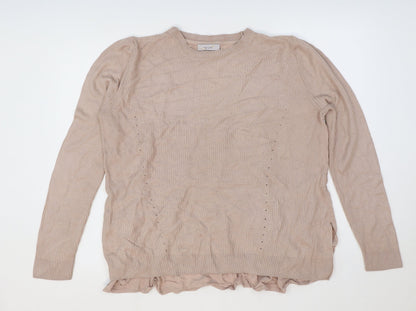 Marks & Spencer Womens Pink Viscose Basic T-Shirt Size 14 Round Neck