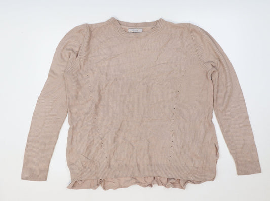 Marks and Spencer Womens Pink Viscose Basic T-Shirt Size 14 Round Neck