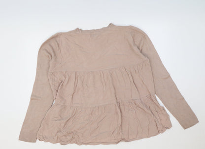 Marks & Spencer Womens Pink Viscose Basic T-Shirt Size 14 Round Neck