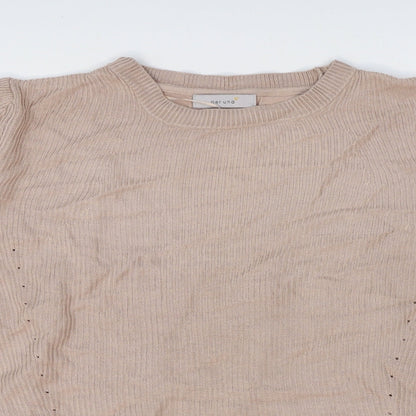 Marks & Spencer Womens Pink Viscose Basic T-Shirt Size 14 Round Neck
