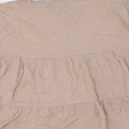 Marks & Spencer Womens Pink Viscose Basic T-Shirt Size 14 Round Neck