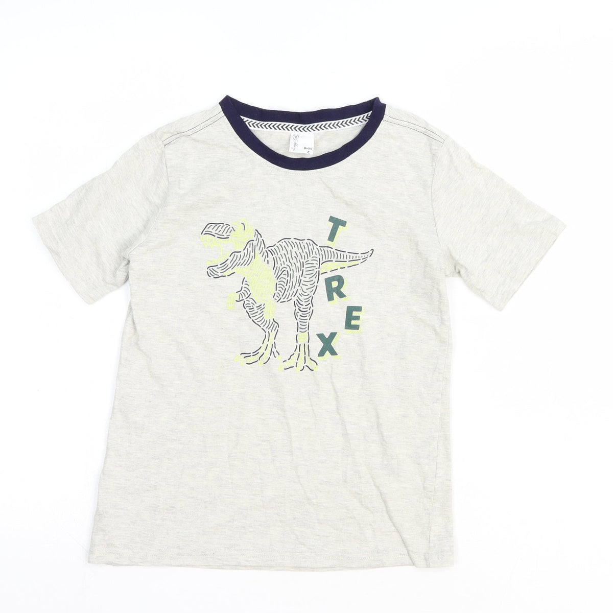 Sovereign Code Boys Grey Cotton Pullover T-Shirt Size 7 Years Round Neck Pullover - T Rex