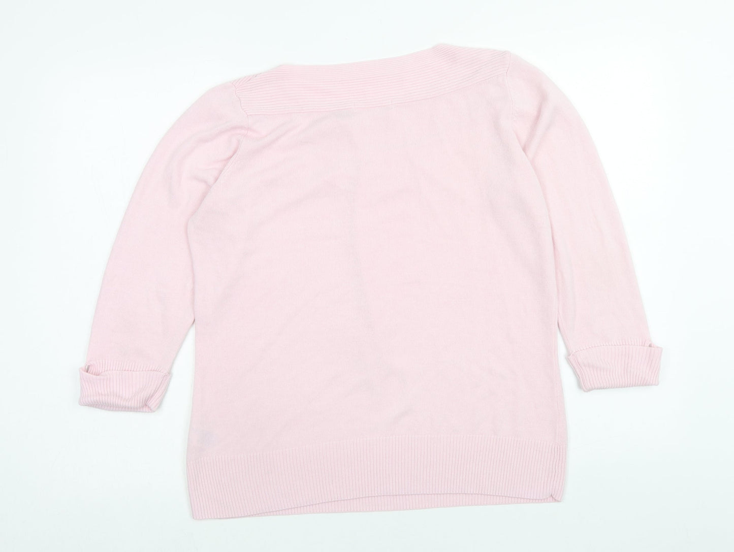 Marks and Spencer Womens Pink Boat Neck Acrylic Pullover Jumper Size 16
