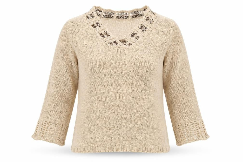 Klass Womens Brown V-Neck Acrylic Pullover Jumper Size M