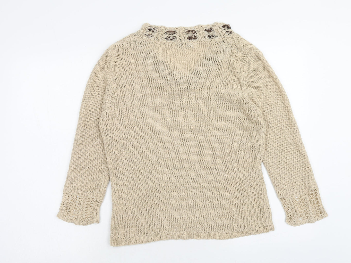 Klass Womens Brown V-Neck Acrylic Pullover Jumper Size M