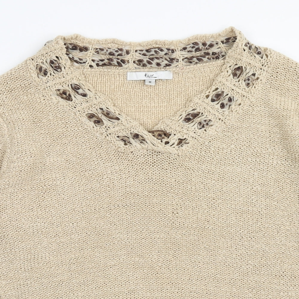 Klass Womens Brown V-Neck Acrylic Pullover Jumper Size M