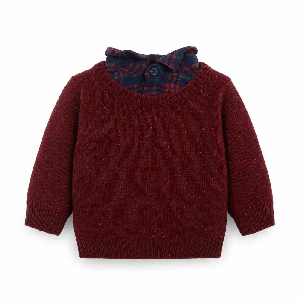 Next Boys Red Acrylic Pullover Jumper Size 3-6 Months Button