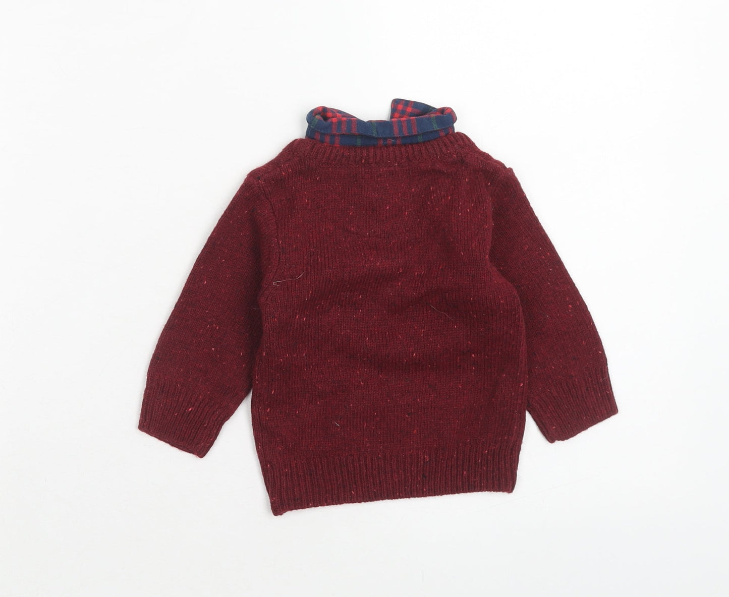 NEXT Boys Red Acrylic Pullover Jumper Size 3-6 Months Button