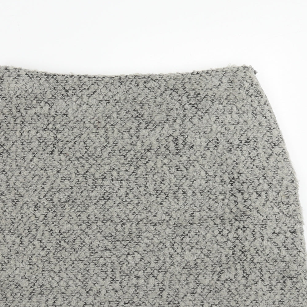 Marks and Spencer Womens Grey Polyester Straight & Pencil Skirt Size 8 Zip