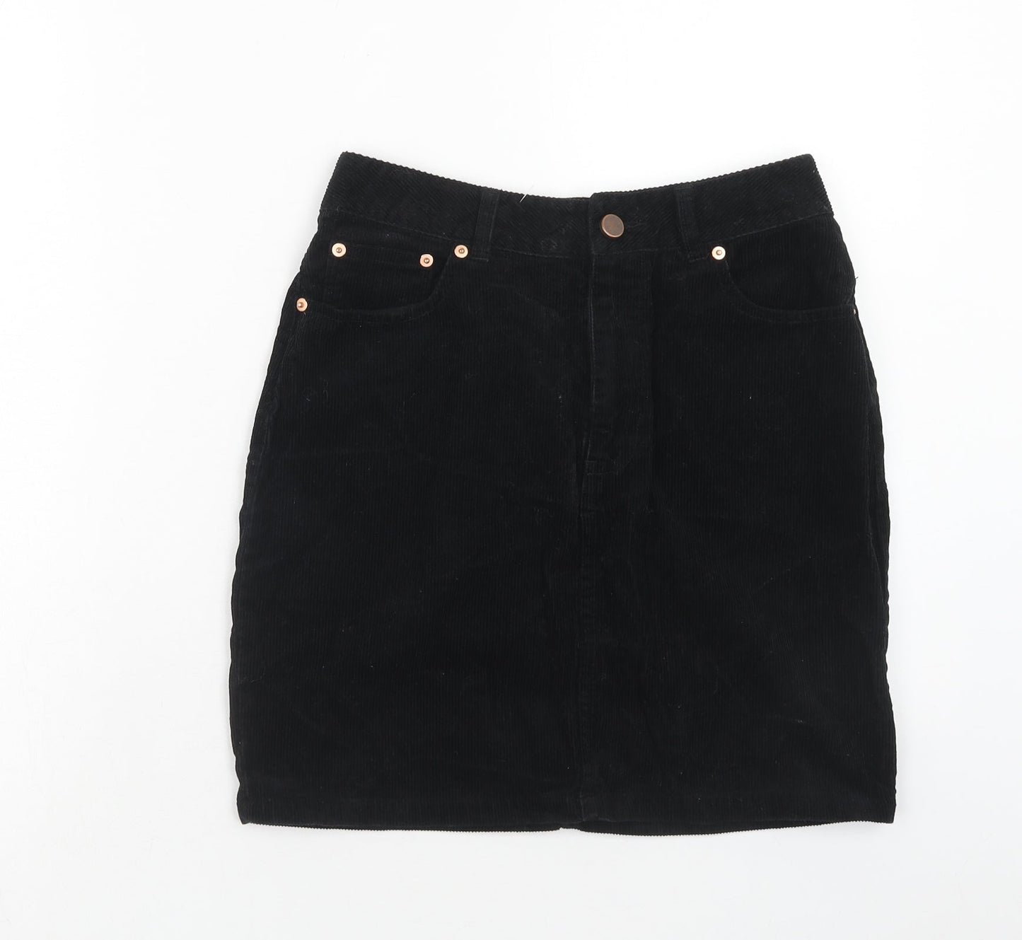 ASOS Womens Black Cotton Straight & Pencil Skirt Size 8 Zip