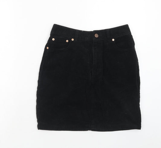 ASOS Womens Black Cotton Straight & Pencil Skirt Size 8 Zip