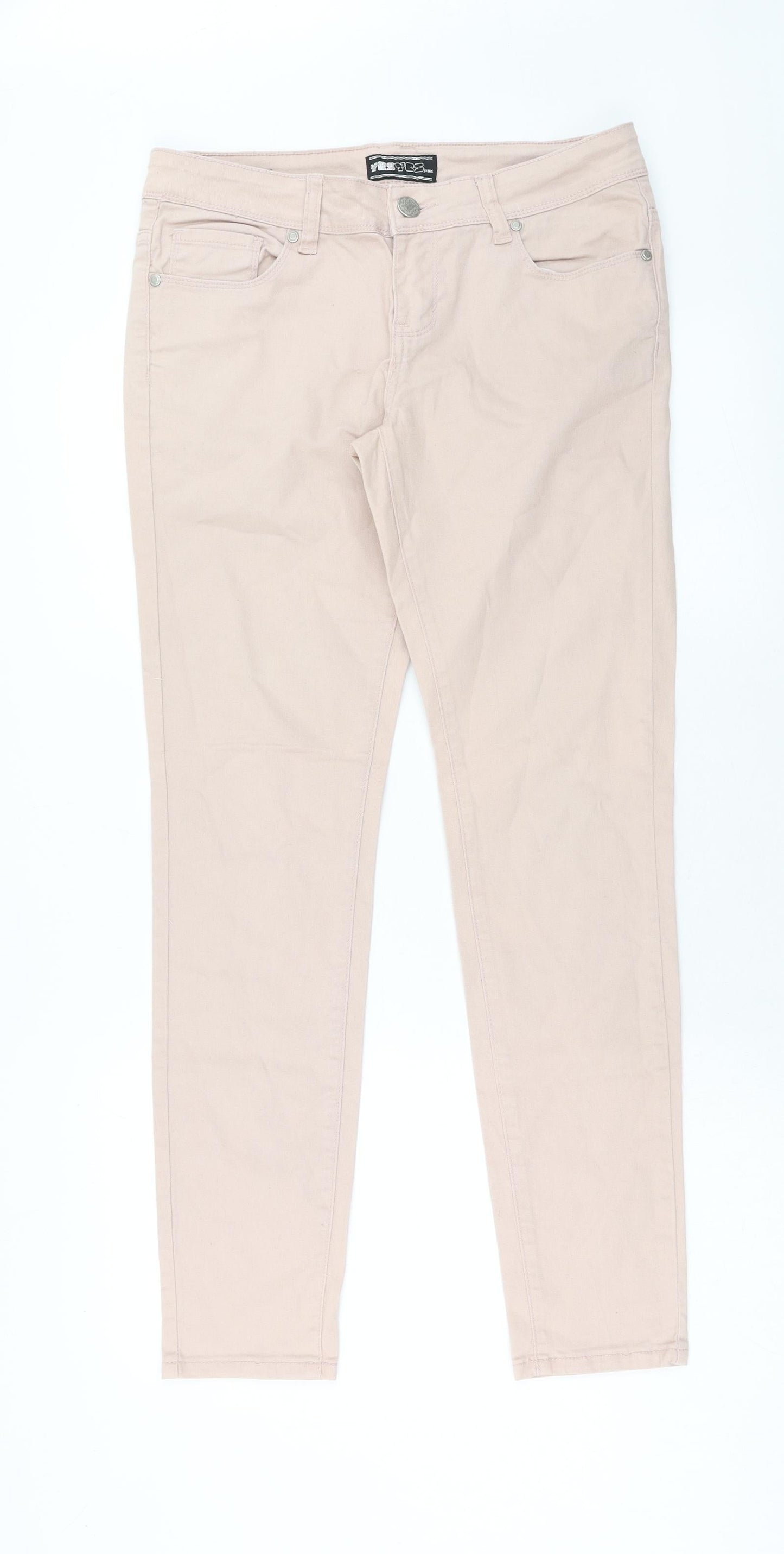 YesYEs Womens Pink Cotton Skinny Jeans Size 12 Regular Zip