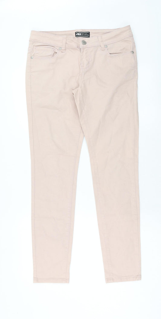 YesYEs Womens Pink Cotton Skinny Jeans Size 12 Regular Zip