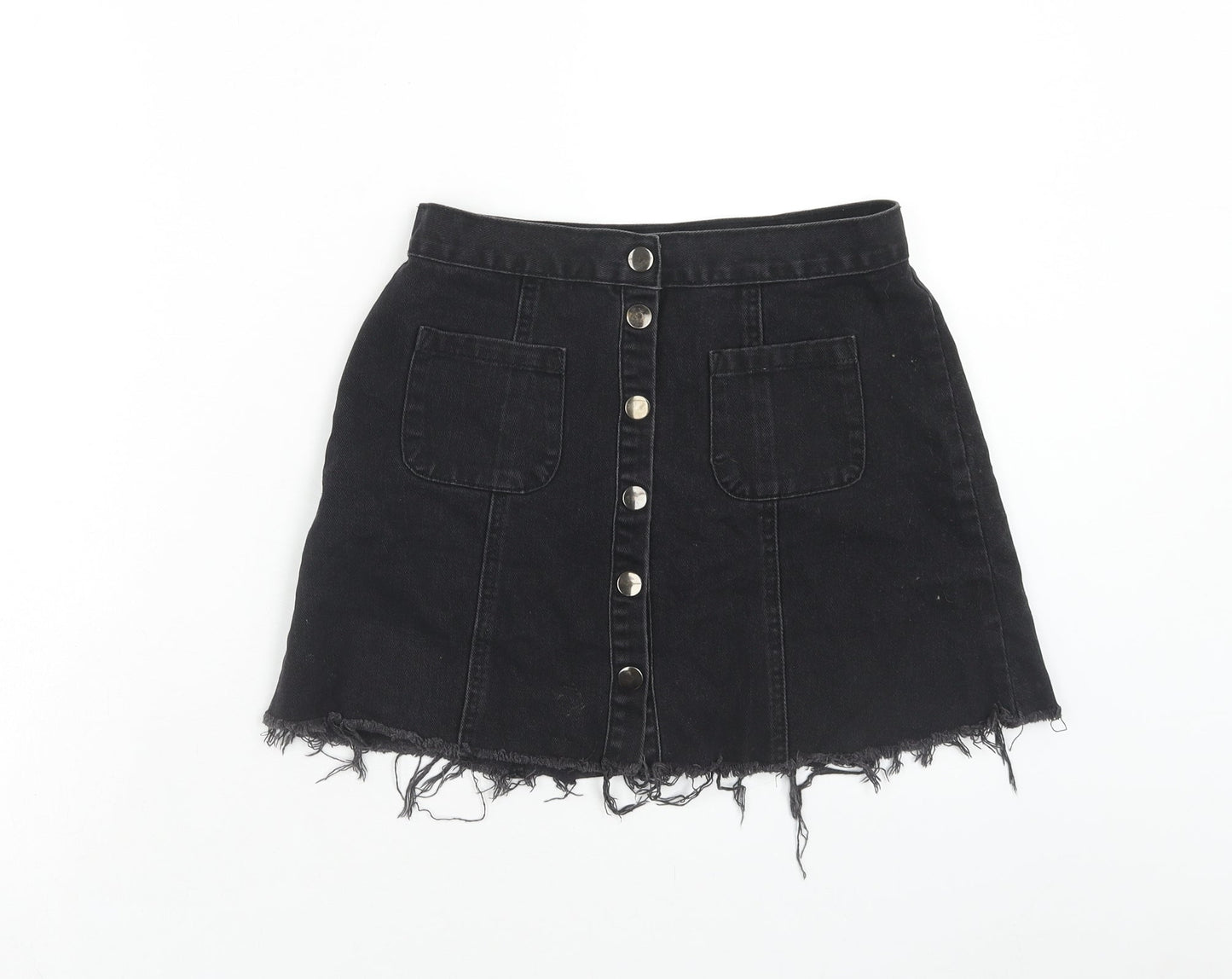 Cooperative Womens Black Cotton Mini Skirt Size S Button