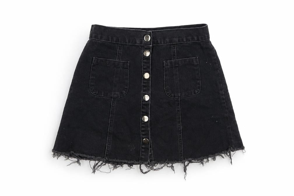 Cooperative Womens Black Cotton Mini Skirt Size S Button