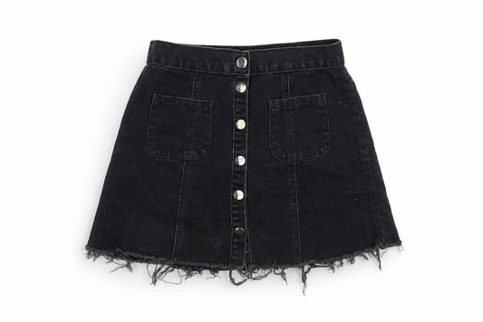 Cooperative Womens Black Cotton Mini Skirt Size S Button