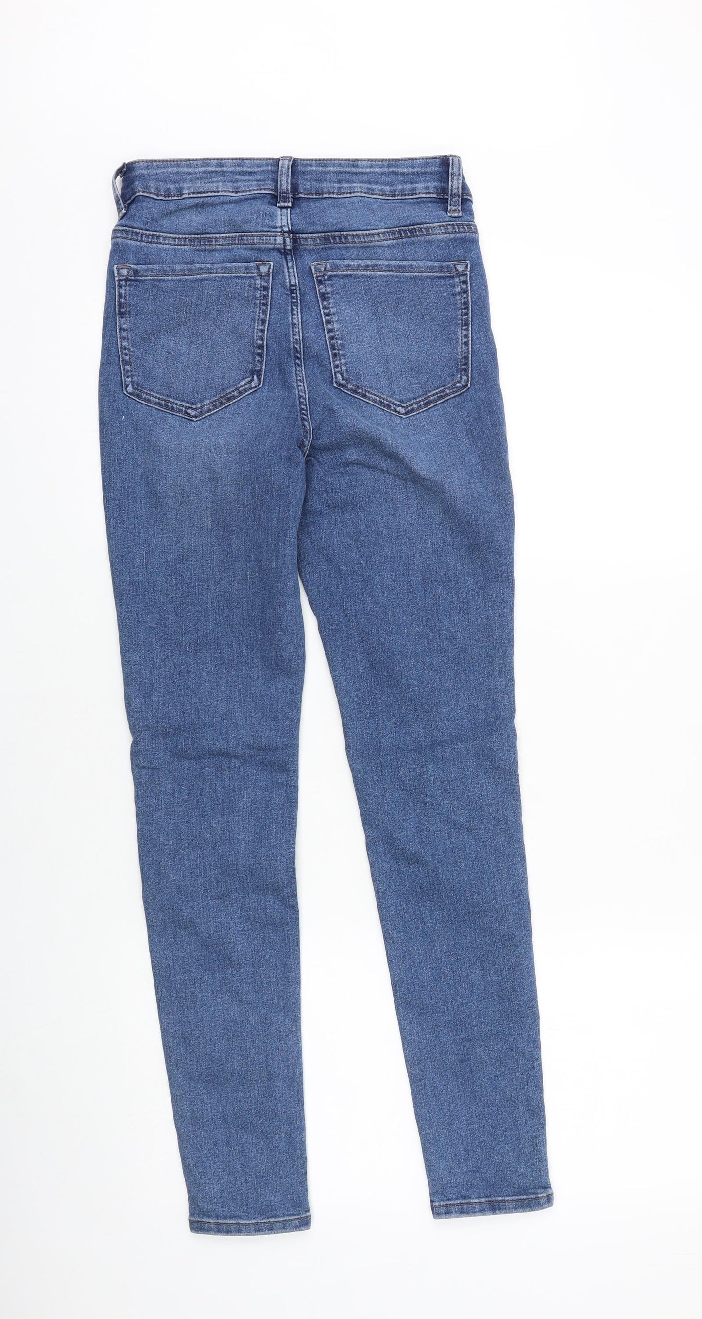 Marks and Spencer Womens Blue Cotton Skinny Jeans Size 6 L28 in Slim Zip