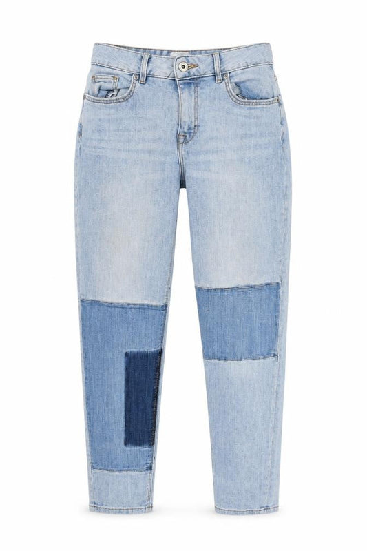H&M Womens Blue Cotton Tapered Jeans Size 6 L28 in Regular Zip