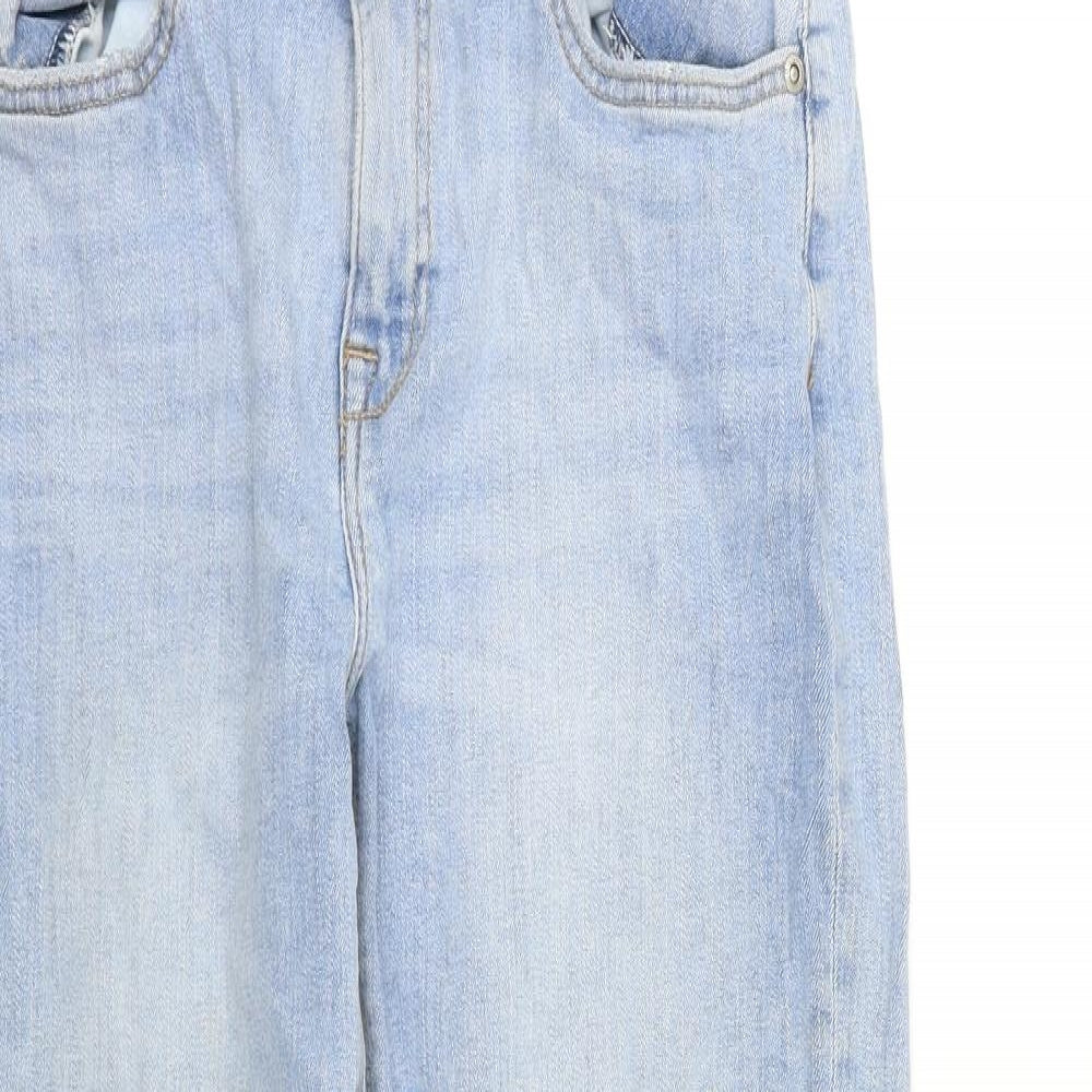 H&M Womens Blue Cotton Tapered Jeans Size 6 L28 in Regular Zip