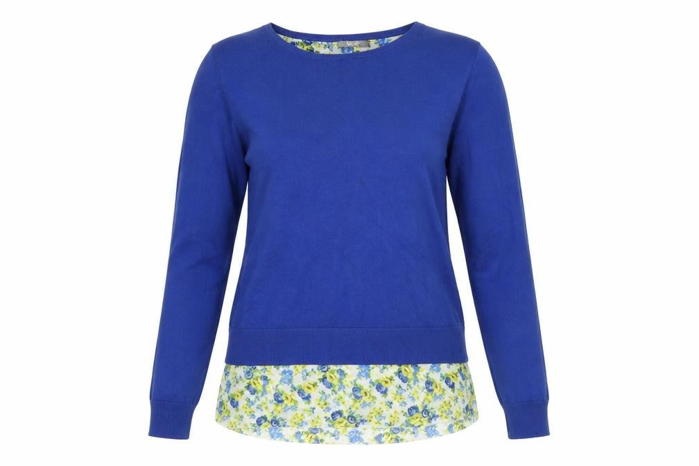 South Womens Blue Round Neck 100% Cotton Pullover Jumper Size 10