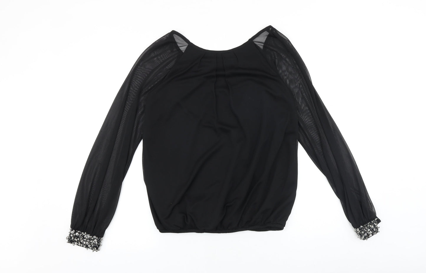Wallis Womens Black Polyester Basic Blouse Size 10 Round Neck