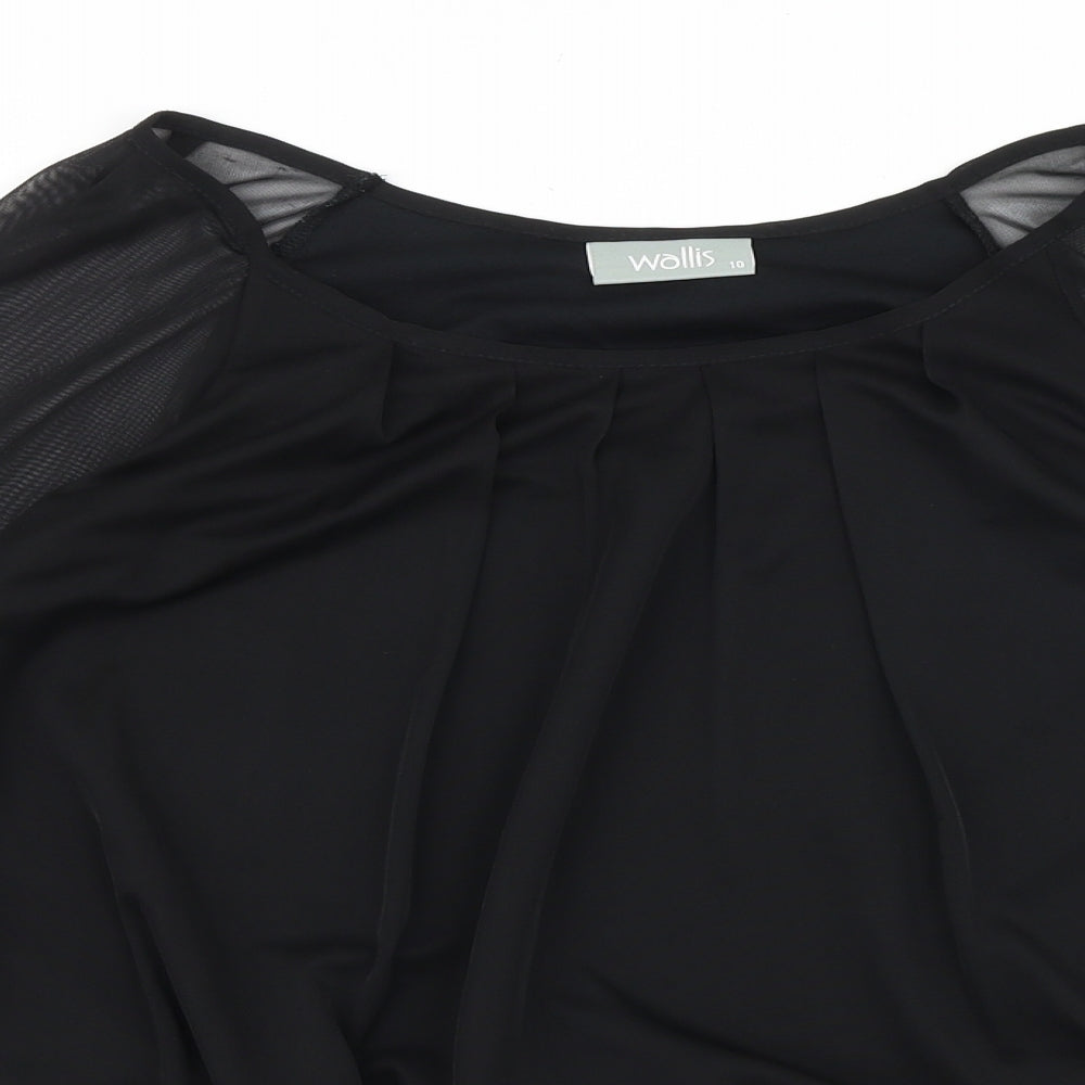 Wallis Womens Black Polyester Basic Blouse Size 10 Round Neck