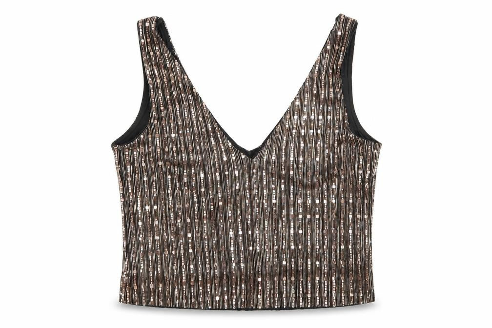 Miss Selfridge Womens Pink Geometric Polyester Basic Tank Size 4 V-Neck