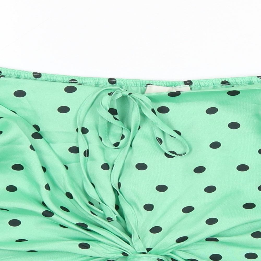 River Island Womens Green Polka Dot Polyester Cropped Blouse Size 16 Off the Shoulder - Bardot