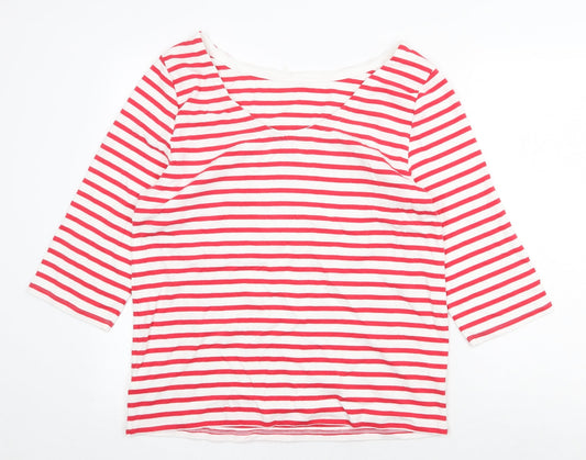 Preworn Womens Red Striped Cotton Basic Blouse Size 2XL Boat Neck