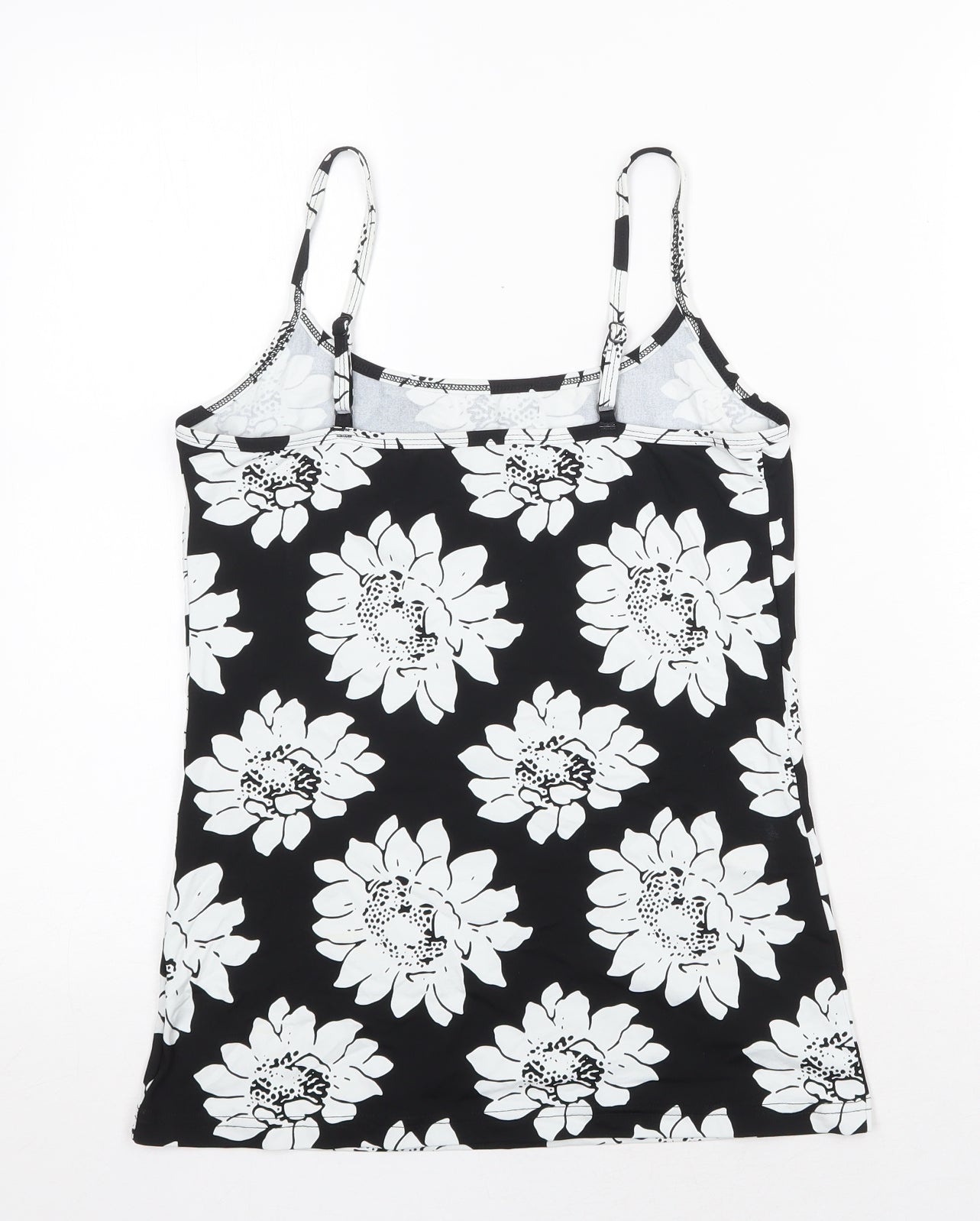NEXT Womens Black Floral Nylon Camisole Tank Size 10 Scoop Neck