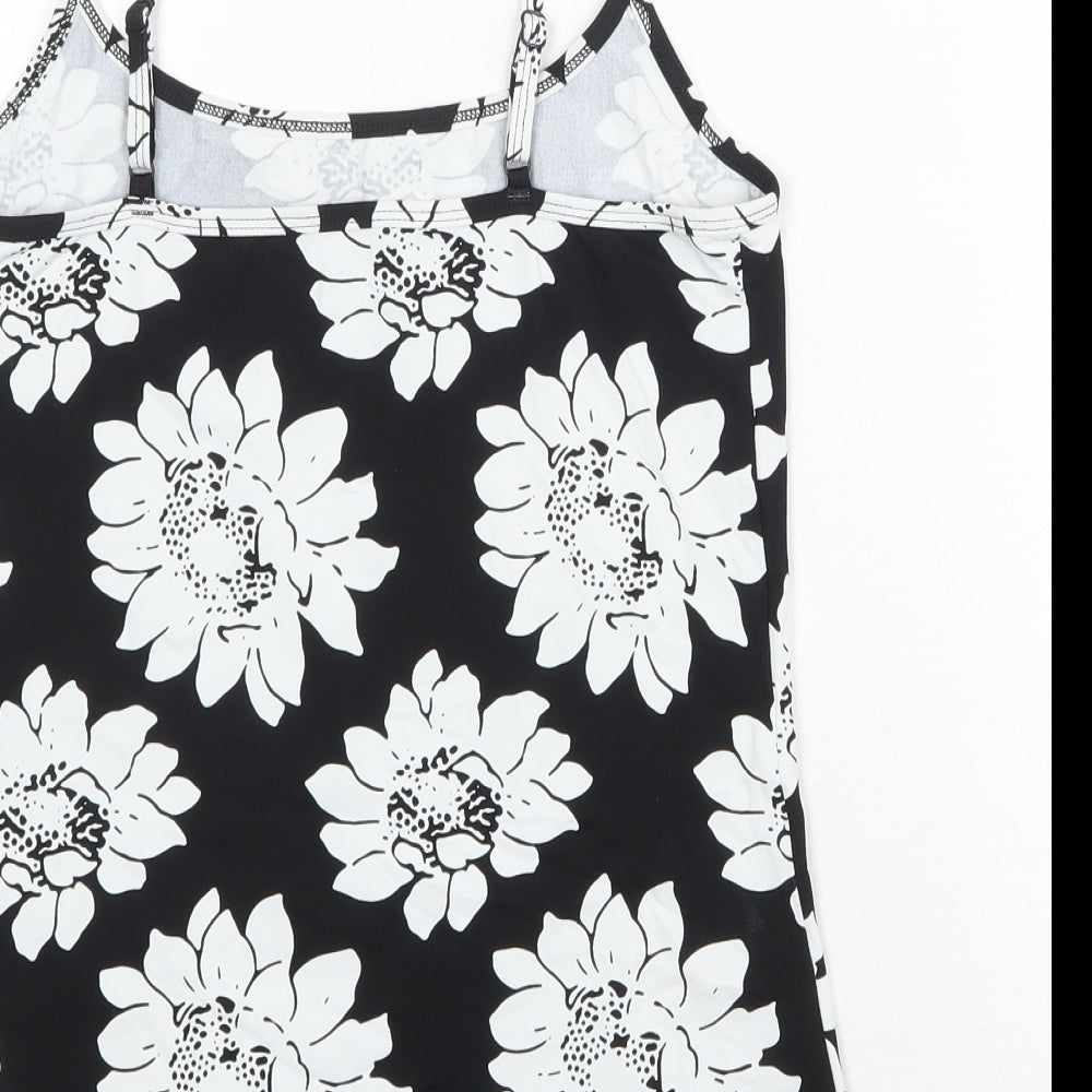 NEXT Womens Black Floral Nylon Camisole Tank Size 10 Scoop Neck
