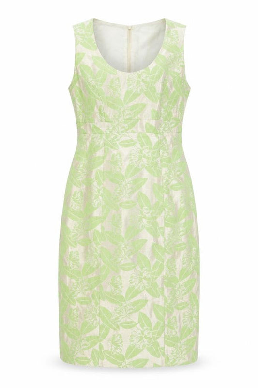 Paul Costelloe Womens Green Floral Polyester A-Line Size 10 Round Neck Zip