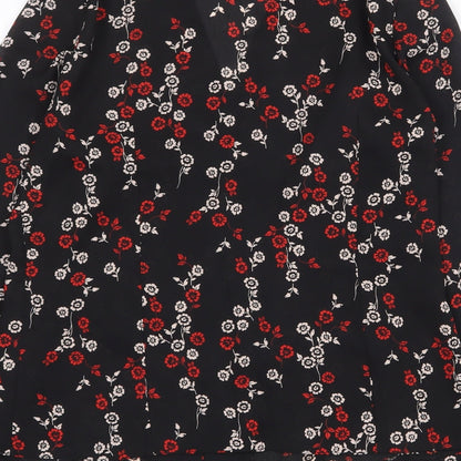 Berketex Womens Black Geometric Polyester Basic Blouse Size M V-Neck