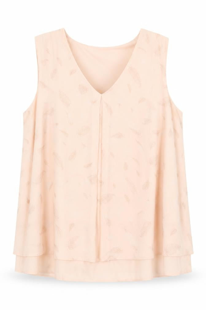 M&Co Womens Pink Geometric Polyester Basic Tank Size 16 V-Neck - Feather Print