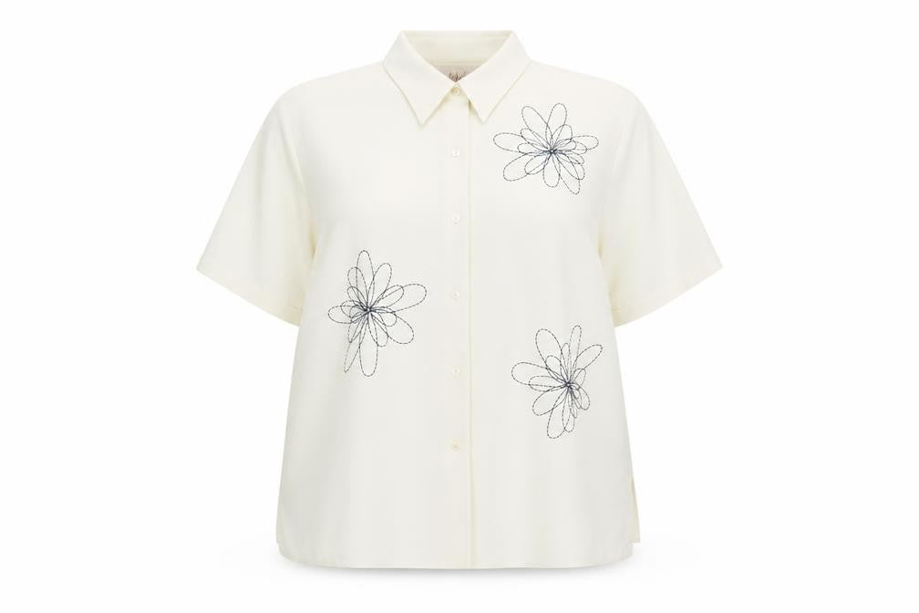 ELVI Womens Ivory Polyester Basic Button-Up Size 20 V-Neck