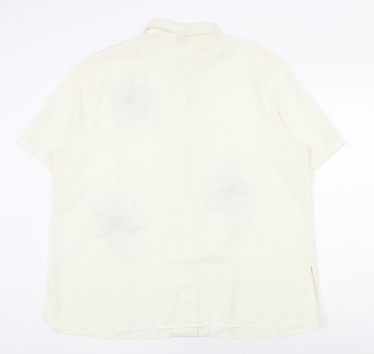 ELVI Womens Ivory Polyester Basic Button-Up Size 20 V-Neck