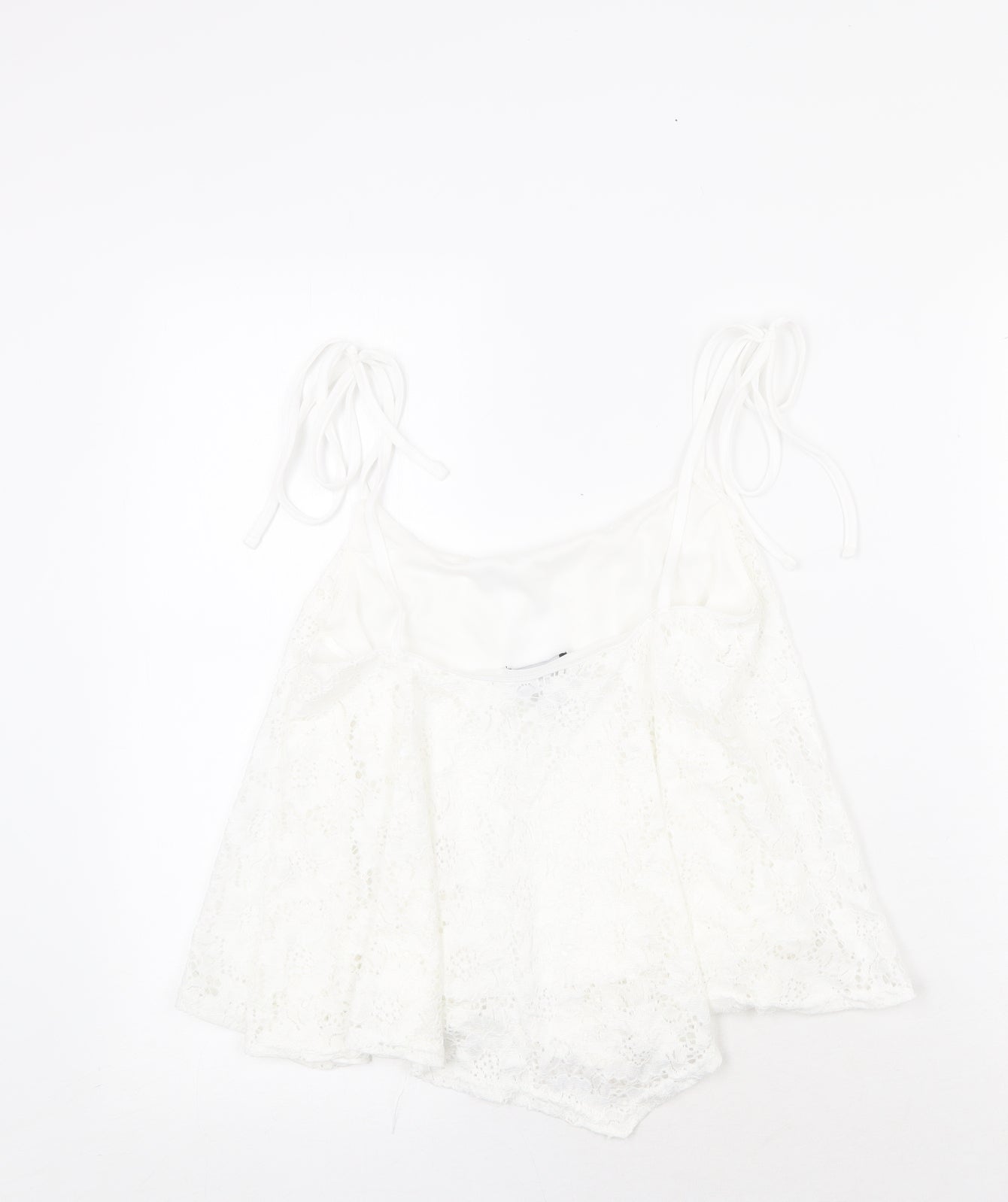 New Look Womens White Nylon Cropped Tank Size 10 Round Neck