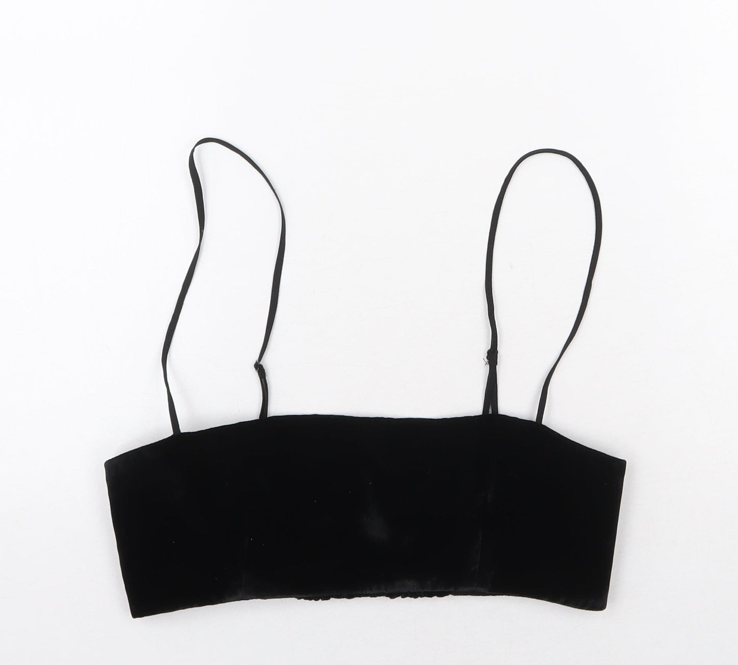 Zanzara Womens Black Polyester Cropped Tank Size S Square Neck