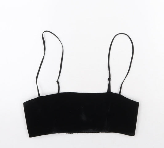 Zanzara Womens Black Polyester Cropped Tank Size S Square Neck