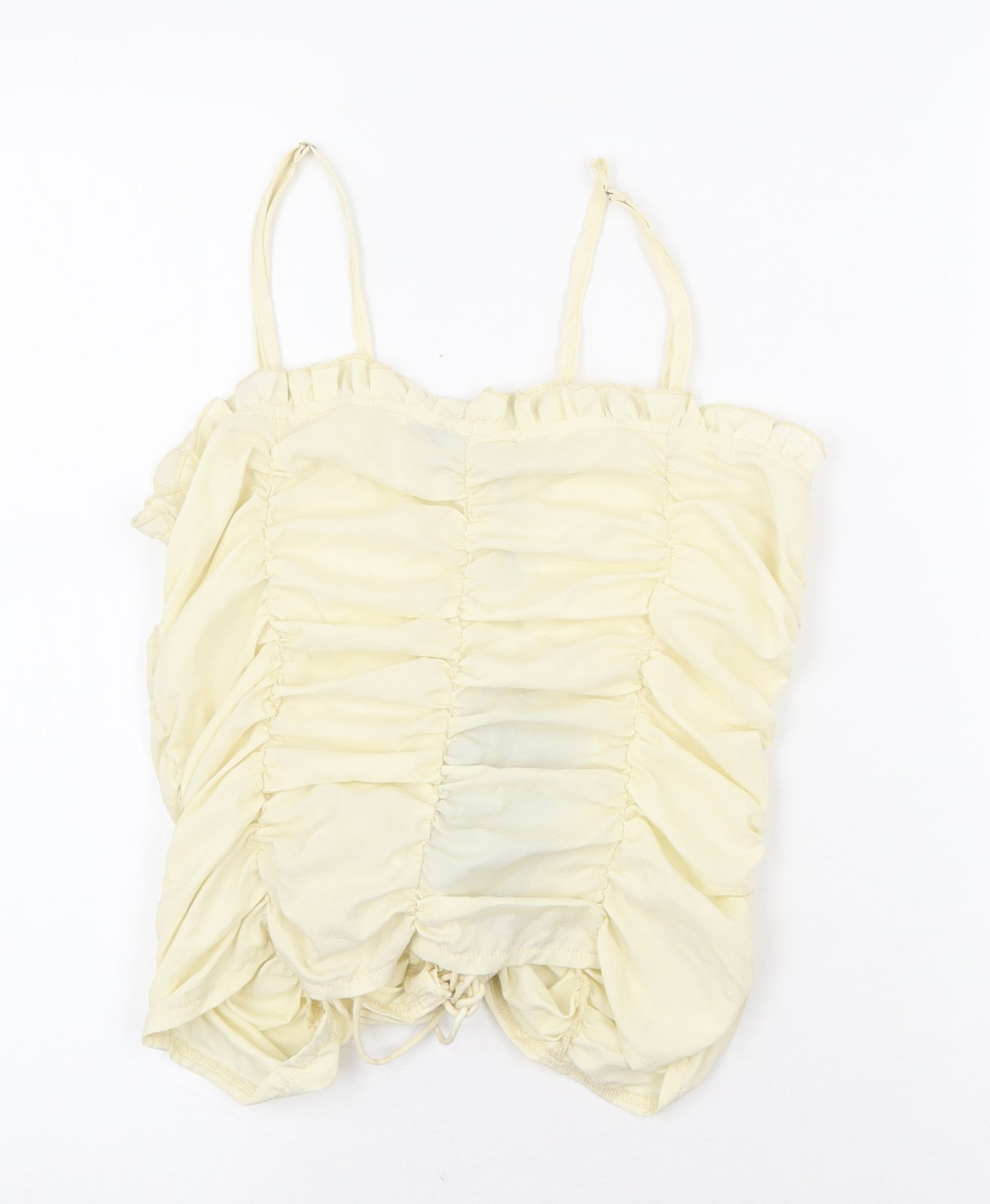 PRETTYLITTLETHING Womens Yellow Polyester Basic Tank Size 12 Square Neck