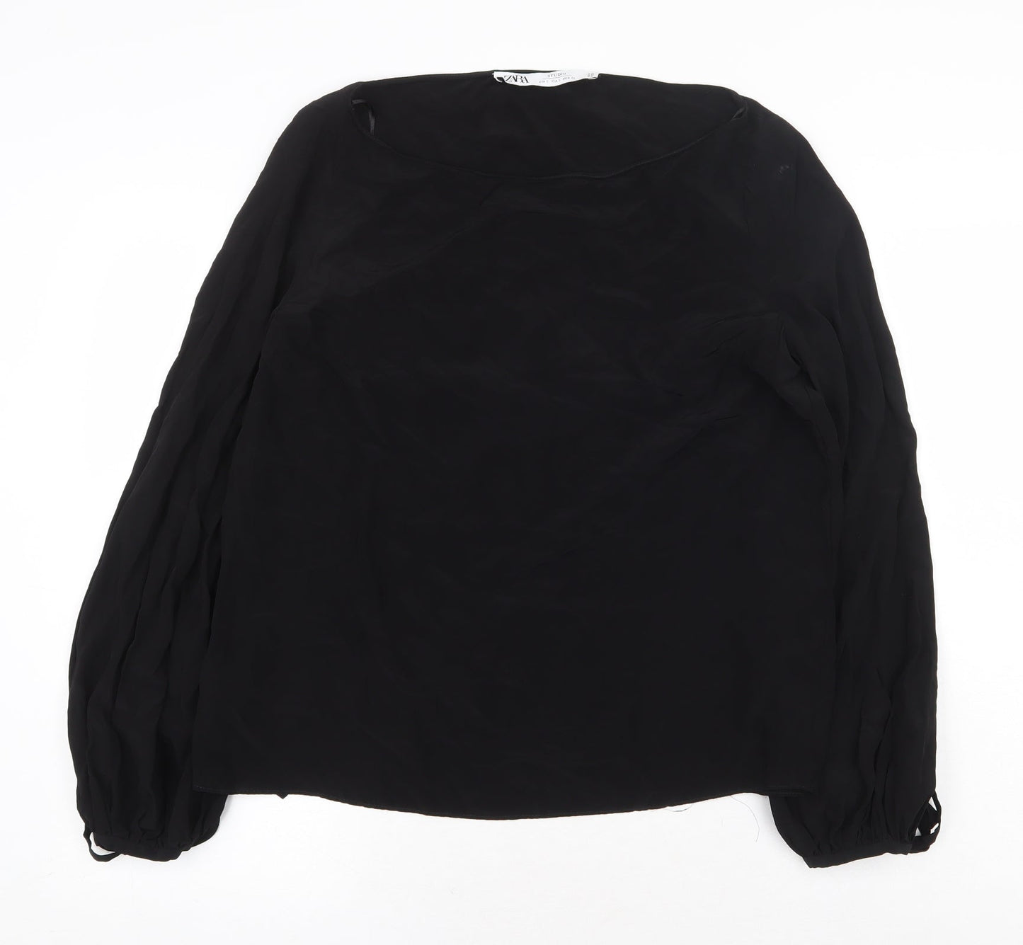 Zara Womens Black Viscose Basic Blouse Size S Round Neck
