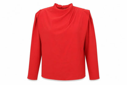Zara Womens Red Polyester Basic Blouse Size L Round Neck