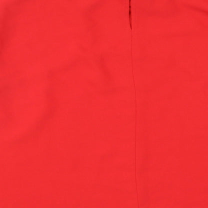 Zara Womens Red Polyester Basic Blouse Size L Round Neck