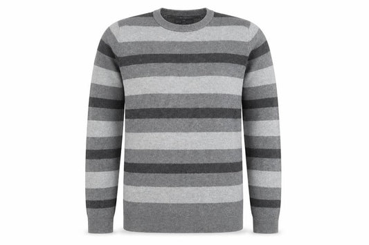 Blue Harbour Mens Grey Round Neck Striped Cotton Pullover Jumper Size S Long Sleeve