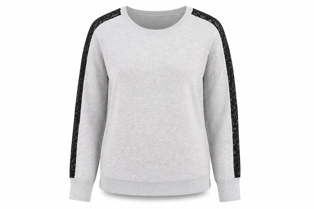 Select Womens Grey Round Neck Nylon Pullover Jumper Size 14 - Lace Detail