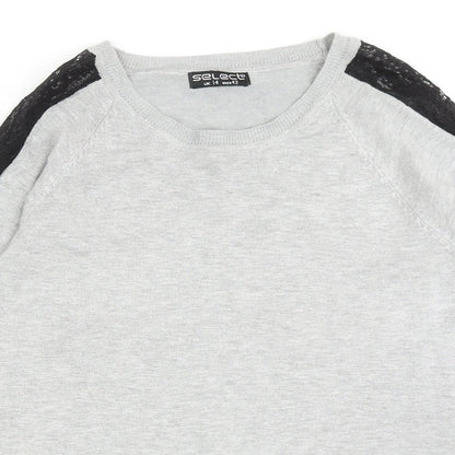 Select Womens Grey Round Neck Nylon Pullover Jumper Size 14 - Lace Detail