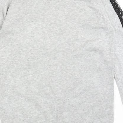 Select Womens Grey Round Neck Nylon Pullover Jumper Size 14 - Lace Detail