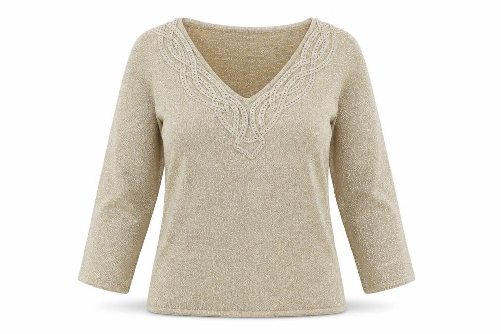 Alex & Co Womens Gold V-Neck Viscose Pullover Jumper Size 8
