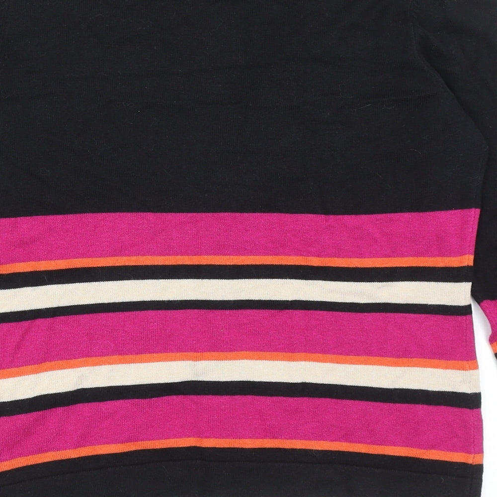 Pomodoro Womens Multicoloured V-Neck Striped Cotton Cardigan Jumper Size 10